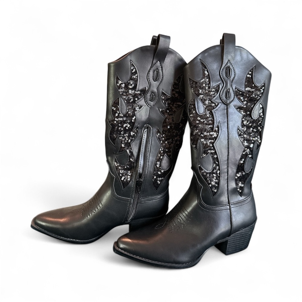 Black Western Heeled Boots NWOT